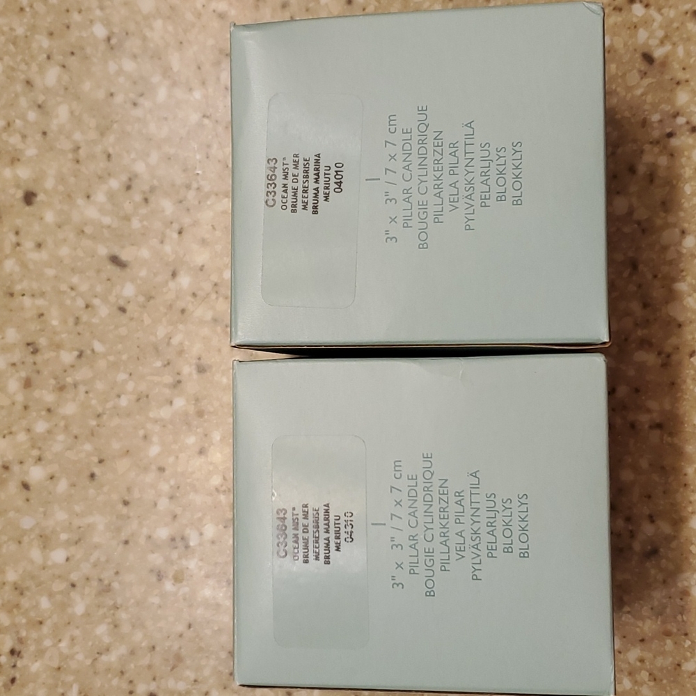 Partylite 3"x3" pillar candles. Ocean Mist